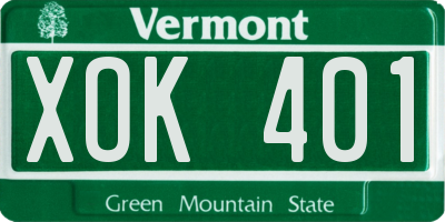 VT license plate XOK401