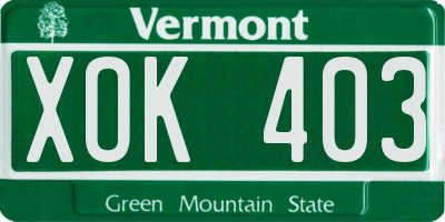 VT license plate XOK403