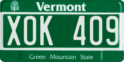 VT license plate XOK409