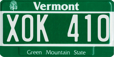 VT license plate XOK410