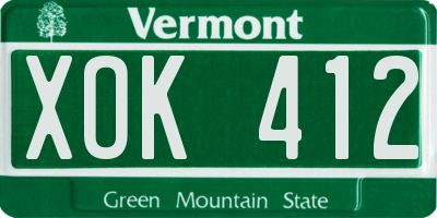 VT license plate XOK412