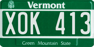 VT license plate XOK413