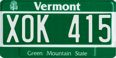 VT license plate XOK415