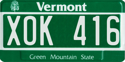 VT license plate XOK416