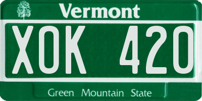 VT license plate XOK420