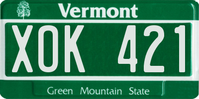 VT license plate XOK421
