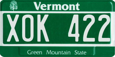 VT license plate XOK422