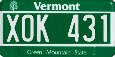 VT license plate XOK431