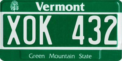 VT license plate XOK432