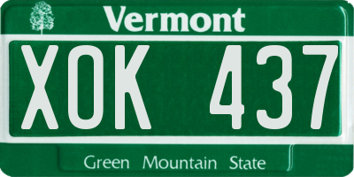 VT license plate XOK437