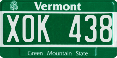 VT license plate XOK438