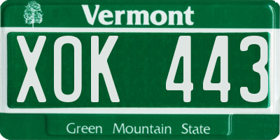 VT license plate XOK443