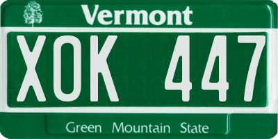 VT license plate XOK447