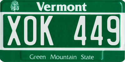 VT license plate XOK449