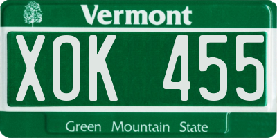 VT license plate XOK455