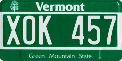 VT license plate XOK457
