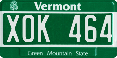 VT license plate XOK464