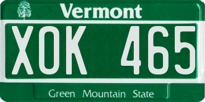 VT license plate XOK465