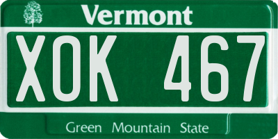 VT license plate XOK467