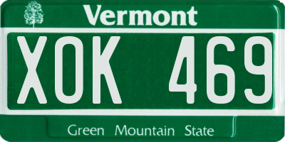 VT license plate XOK469
