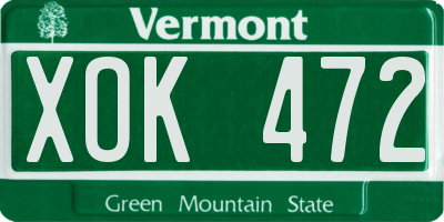 VT license plate XOK472