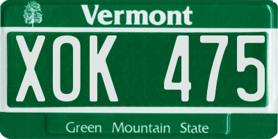 VT license plate XOK475