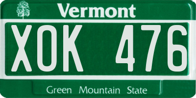 VT license plate XOK476