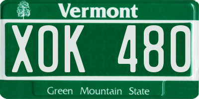 VT license plate XOK480