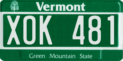 VT license plate XOK481
