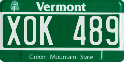 VT license plate XOK489