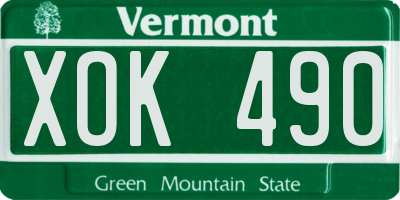 VT license plate XOK490