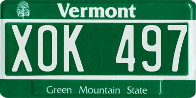 VT license plate XOK497
