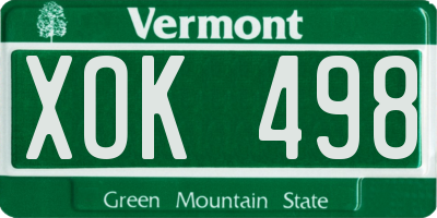 VT license plate XOK498