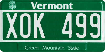 VT license plate XOK499
