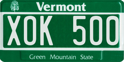 VT license plate XOK500