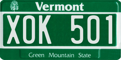 VT license plate XOK501