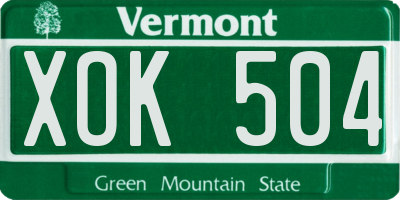 VT license plate XOK504