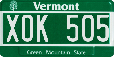 VT license plate XOK505