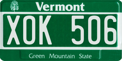 VT license plate XOK506