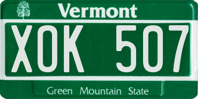 VT license plate XOK507