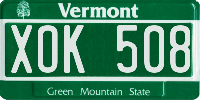 VT license plate XOK508