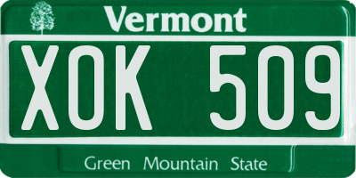 VT license plate XOK509