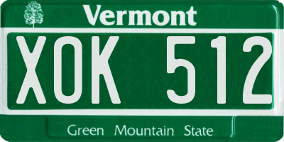 VT license plate XOK512