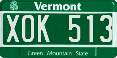 VT license plate XOK513