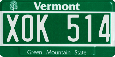 VT license plate XOK514