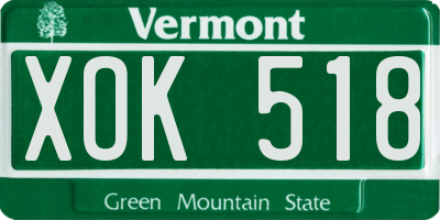 VT license plate XOK518