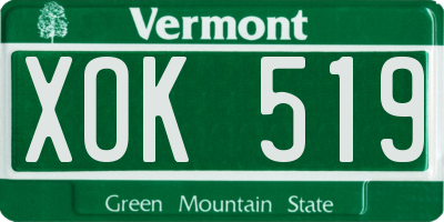 VT license plate XOK519