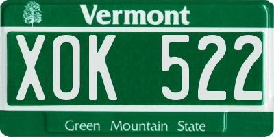 VT license plate XOK522