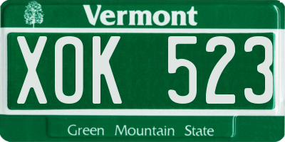 VT license plate XOK523