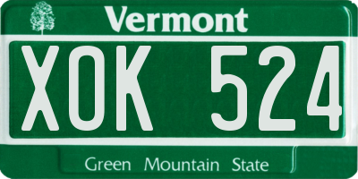 VT license plate XOK524